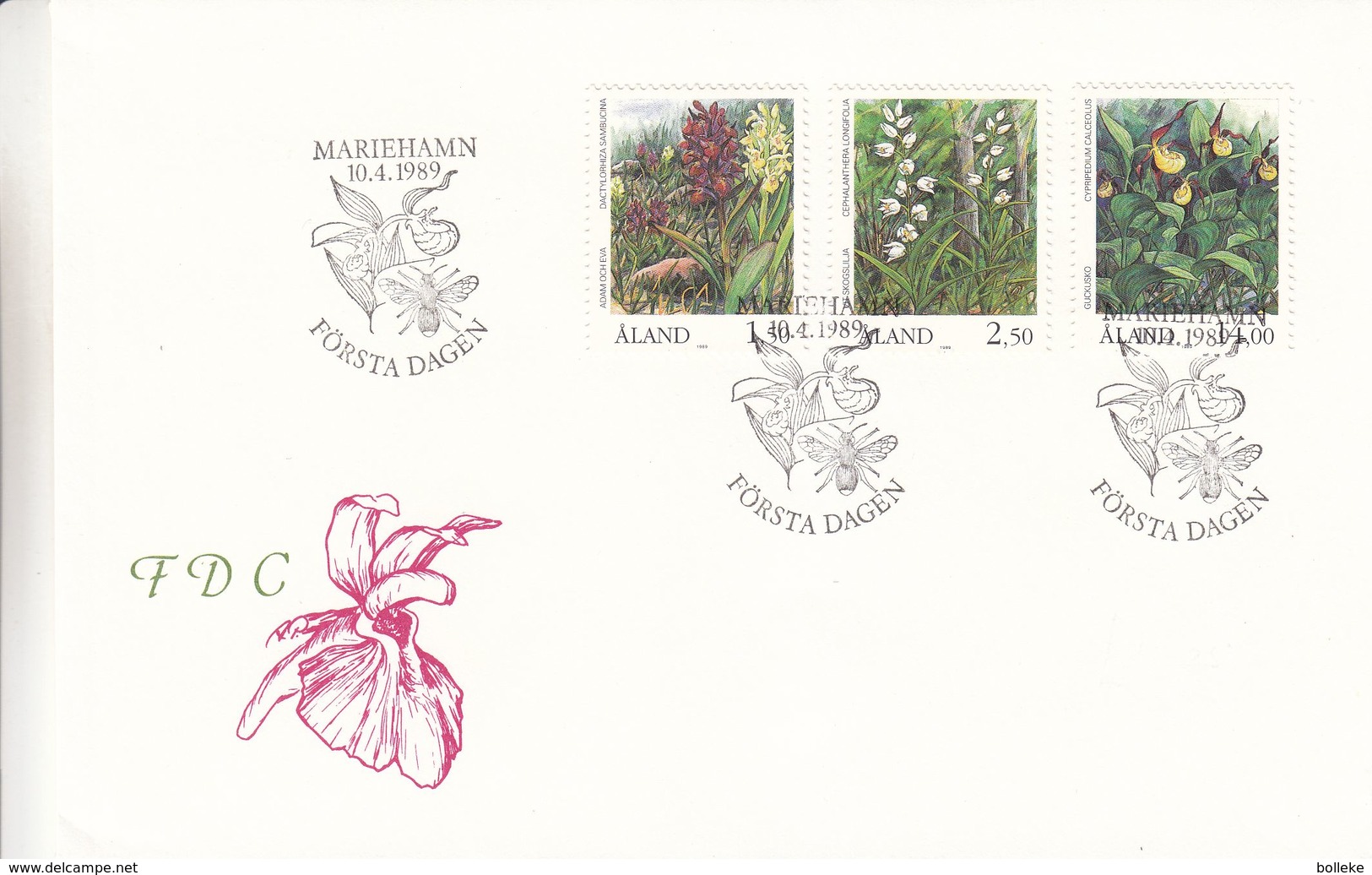 Aland - Fleurs - Lettre FDC De 1989 - Oblit Marieham - Valeur 12 Euros - Aland