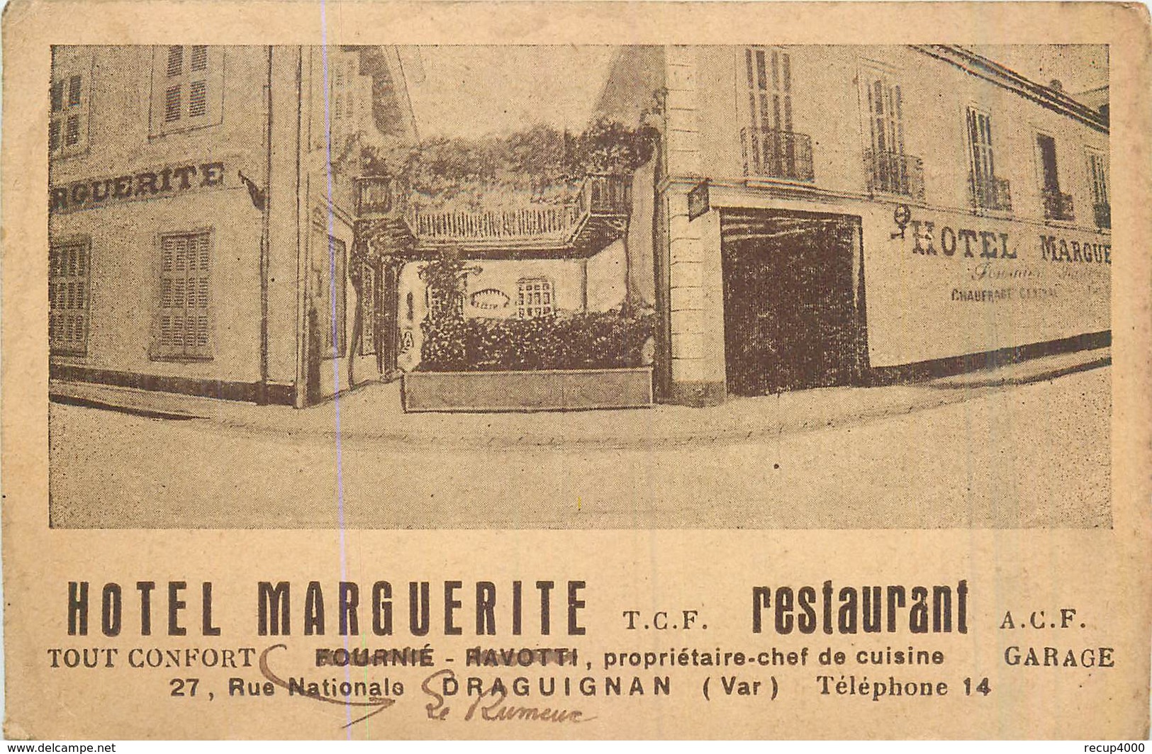 83 DRAGUIGNAN  Hôtel Marguerite  Restaurant    2scans - Draguignan