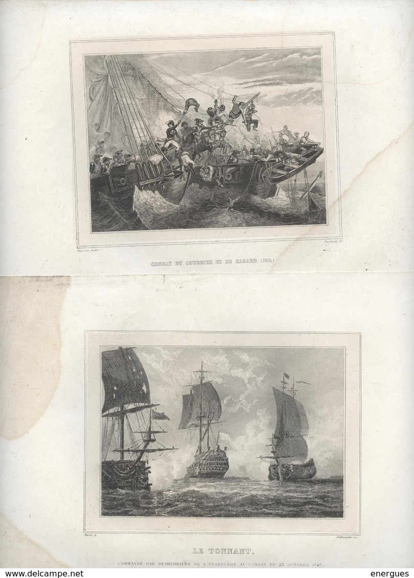 Bataille Navale, Marine à Voile 12 Gravures,Aboukir,Bantry,Candie,Gênes, Tage, Carthagène,Tonnant,Galère, Civita Vecchia - Stampe & Incisioni