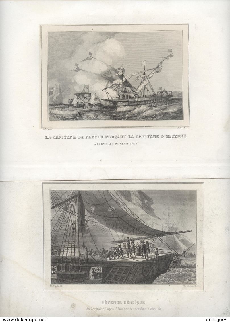 Bataille Navale, Marine à Voile 12 Gravures,Aboukir,Bantry,Candie,Gênes, Tage, Carthagène,Tonnant,Galère, Civita Vecchia - Stampe & Incisioni