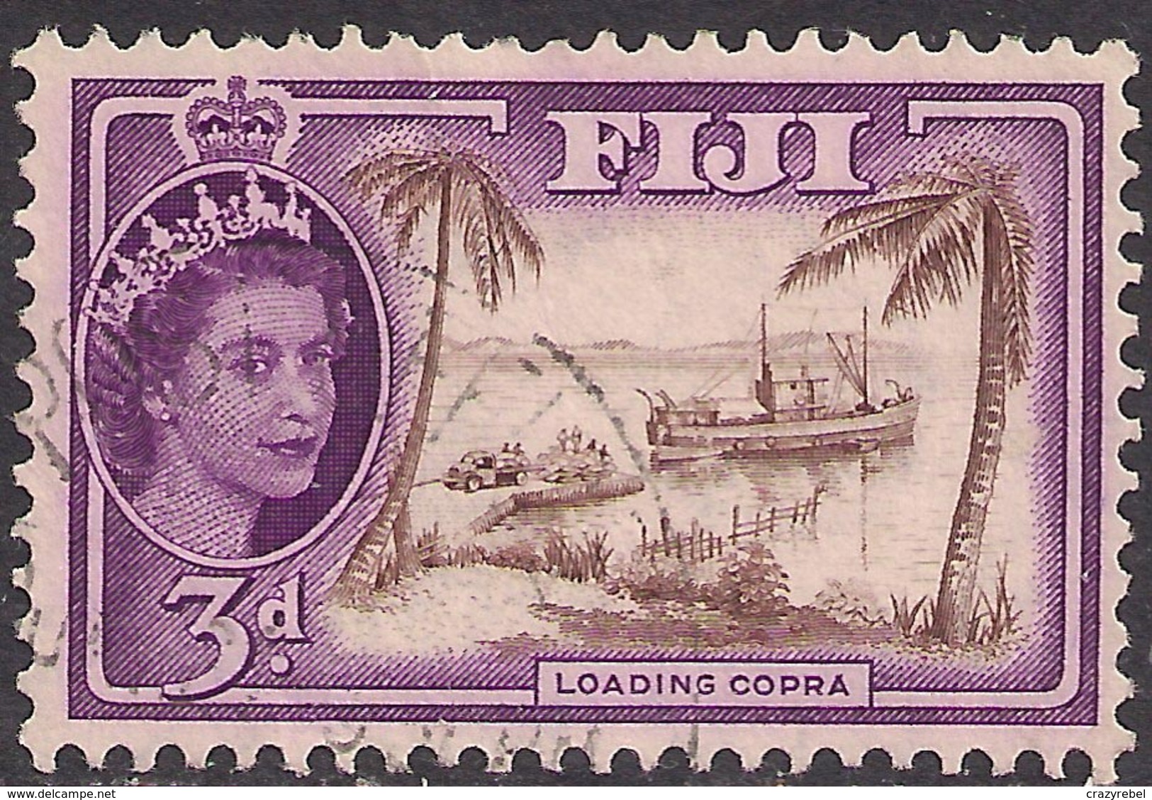 Fiji 1956 QE2 3d Loading Copra SG 285 ( J1218 ) - Fiji (...-1970)