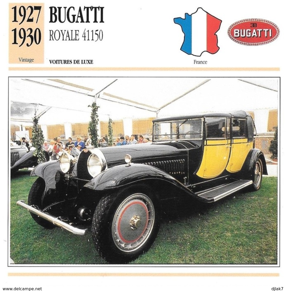 Fiche Editions Atlas Automobile Voitures De Luxe Bugatti Royale 41150 - Voitures