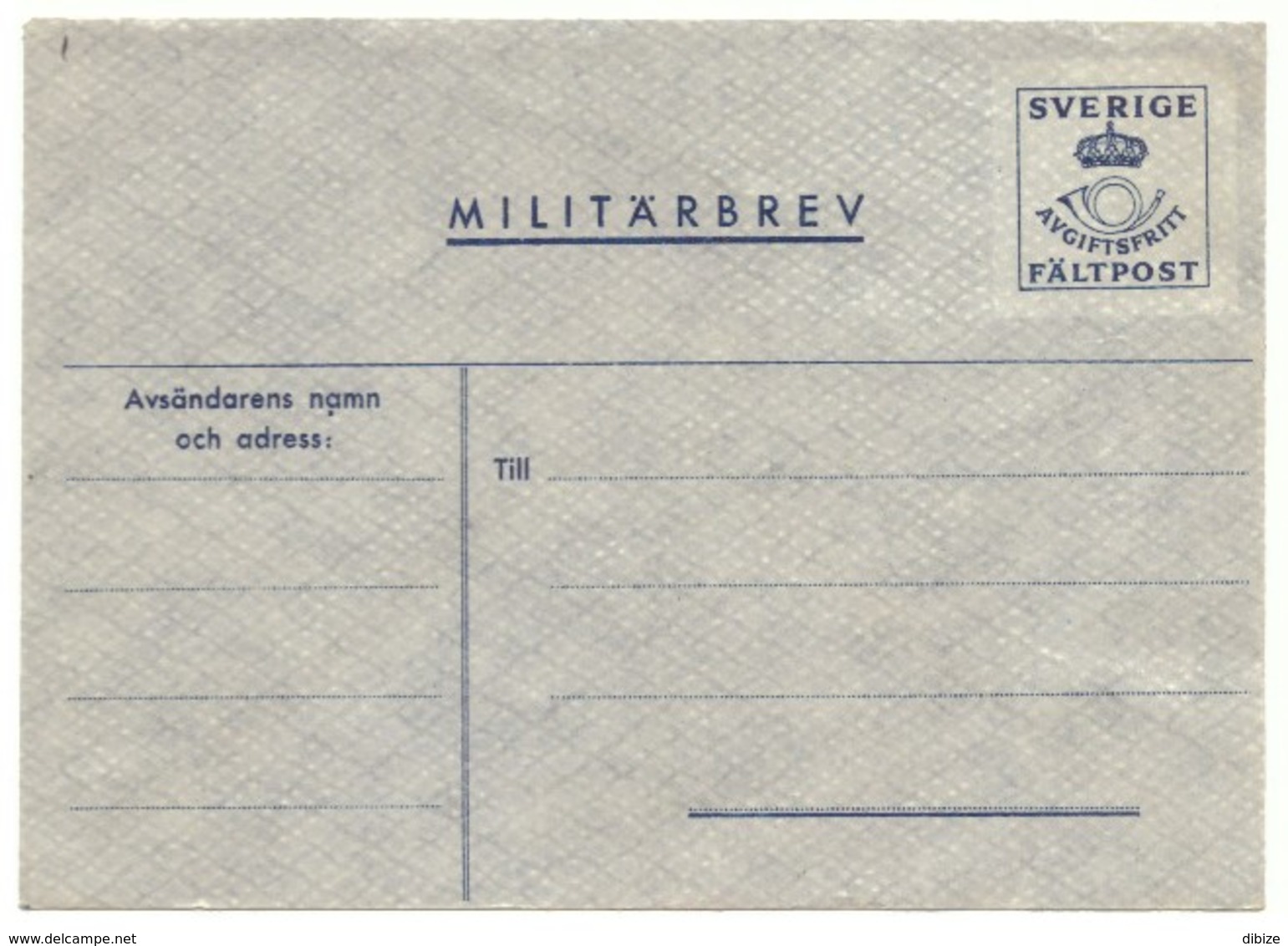 Sverige. Militärbrev. Avgiftsfritt.  Fältpost - Militaire Zegels