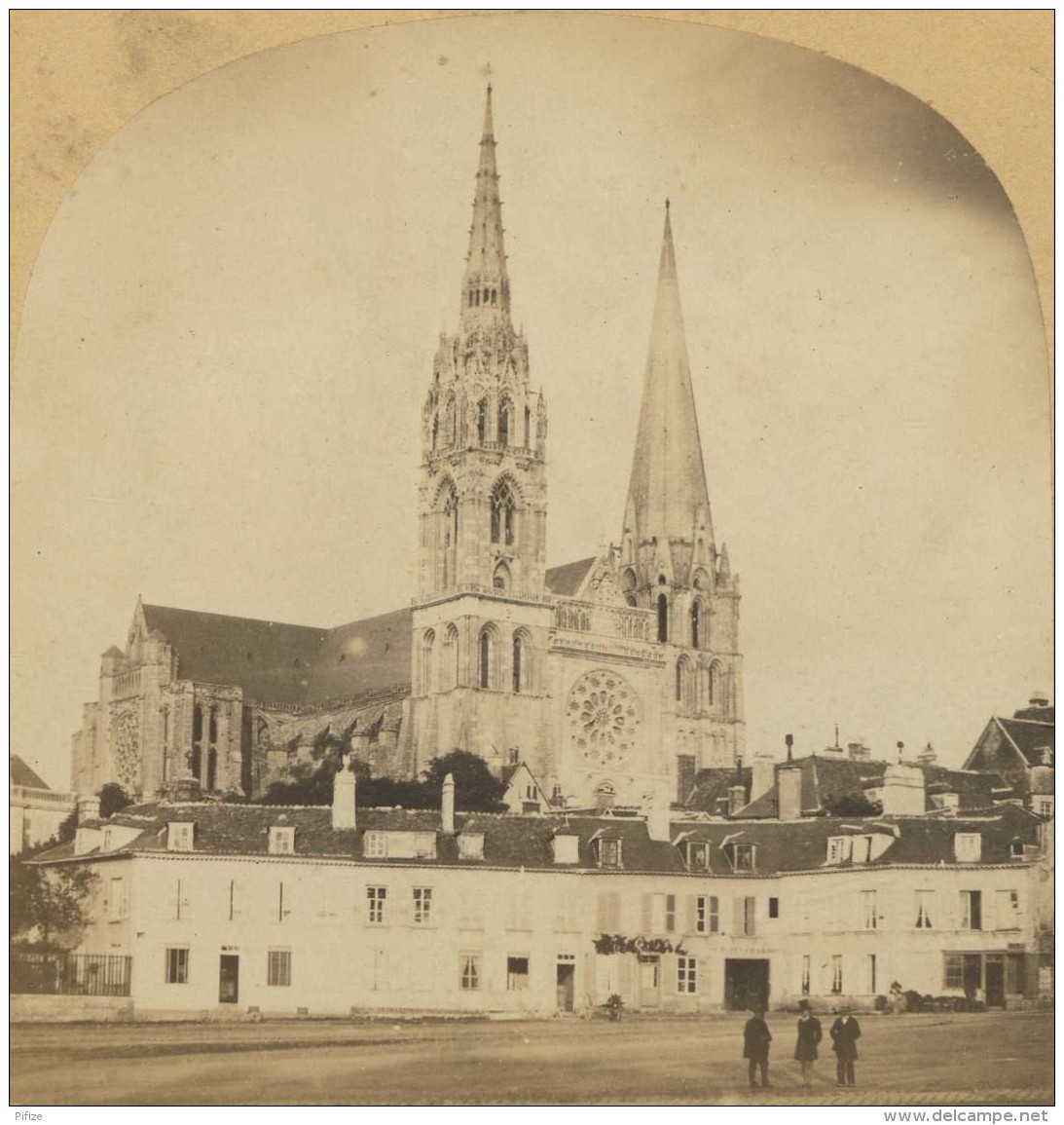Stéréo 1860-70 Furne &amp; Tournier . Chartres . La Cathédrale . - Stereoscopic