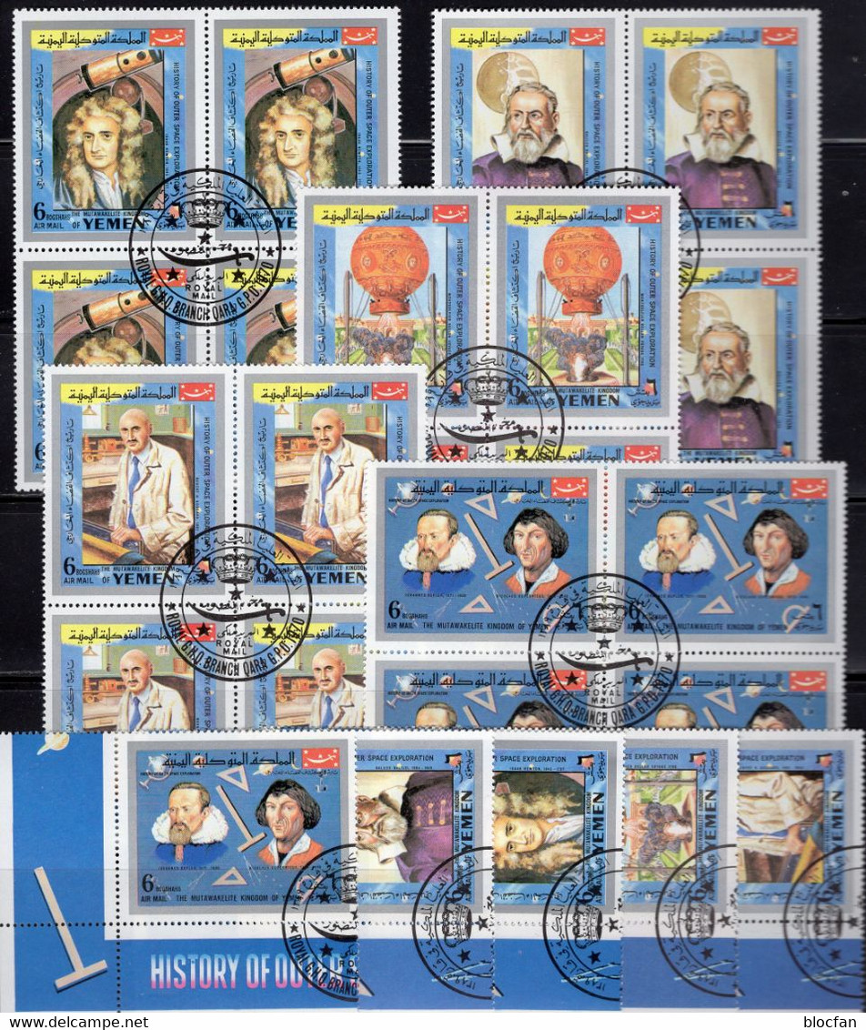 Kosmos 1970 Jemen 861-865 5VB+ER O 25€ Kepler Gallilei Newton Montgolfier Goddard S/s Exploration Sheets Bf Space - Asien