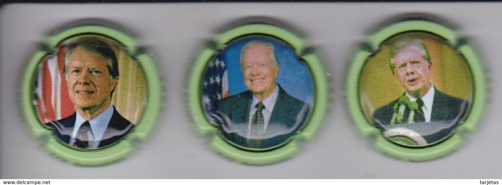 SERIE COMPLETA DE 3 PLACAS DE CAVA BALANDRAU DE JIMMY CARTER (CAPSULE) PRESIDENTE USA - Placas De Cava