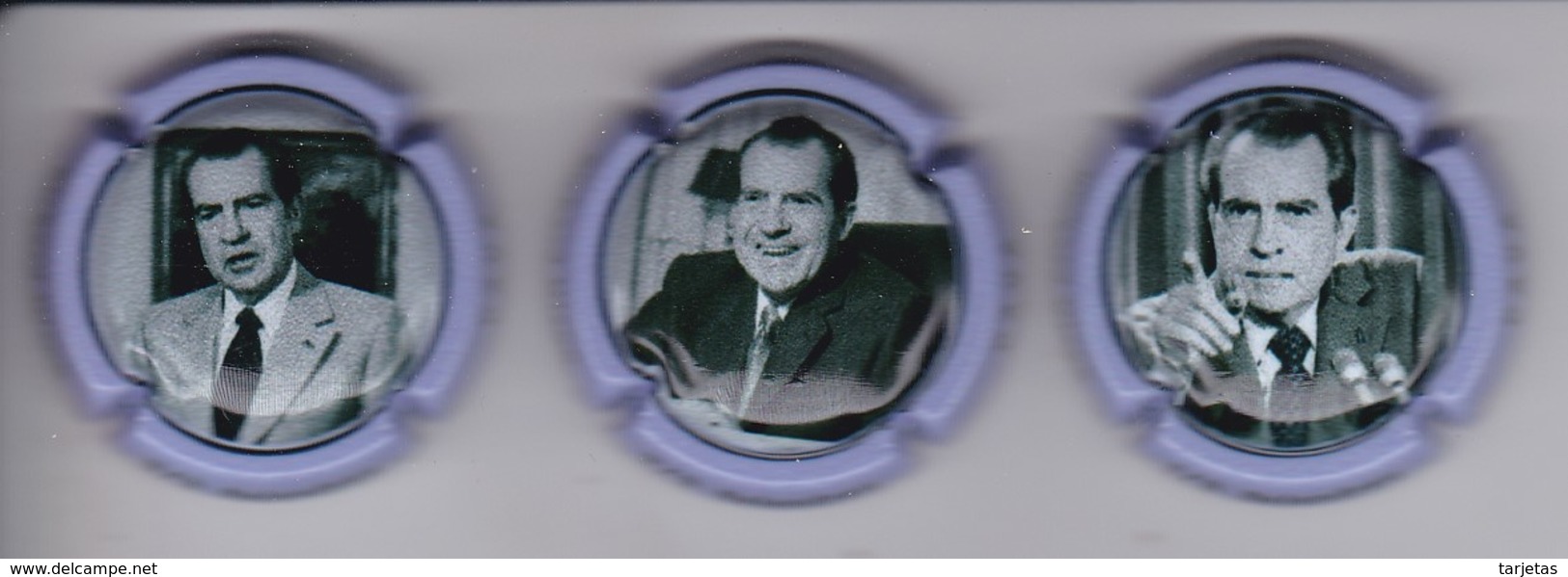 SERIE COMPLETA DE 3 PLACAS DE CAVA BALANDRAU DE RICHARD NIXON (CAPSULE) PRESIDENTE USA - Placas De Cava