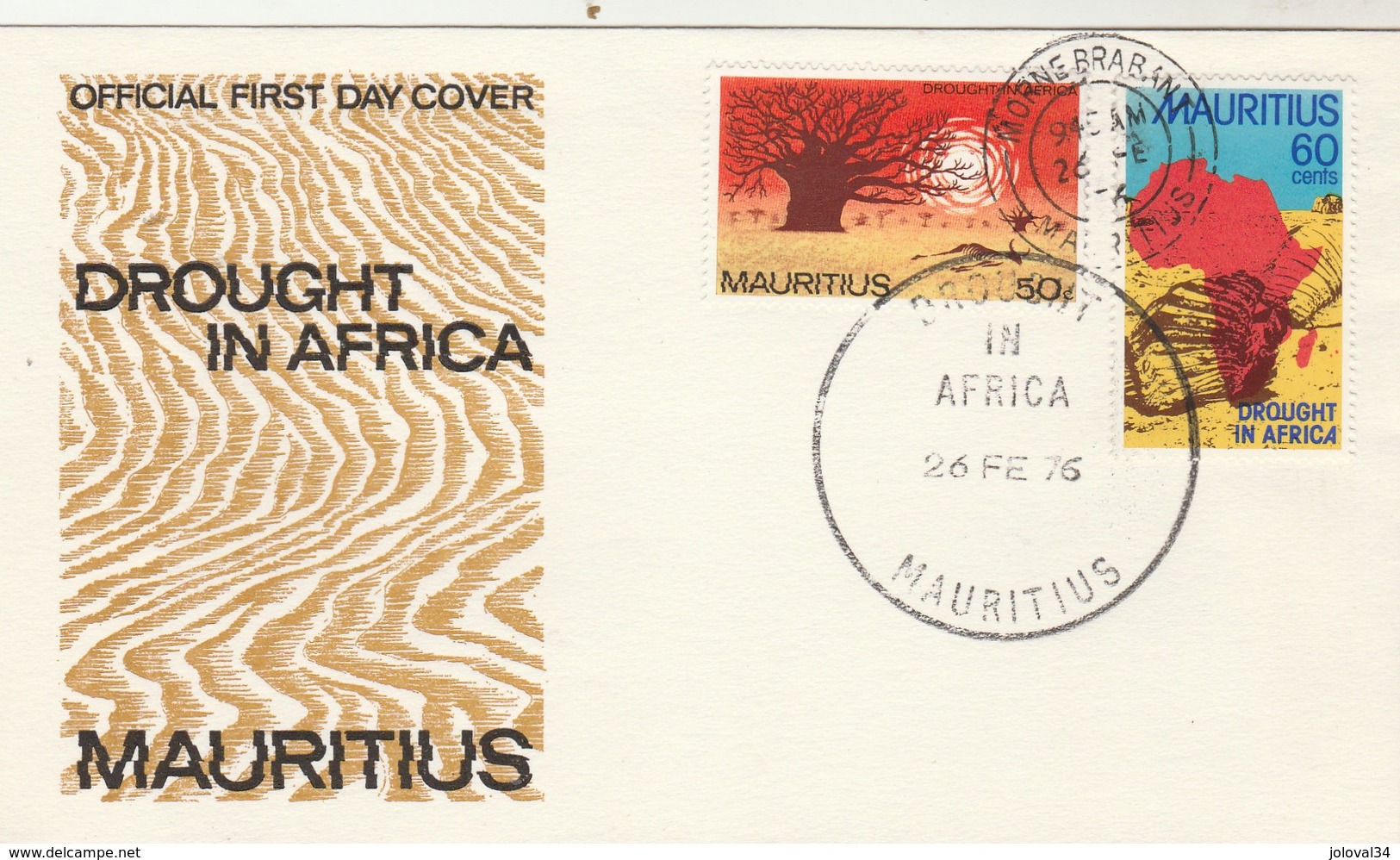 MAURICE - FDC 1976 - Drought In Africa - Maurice (1968-...)