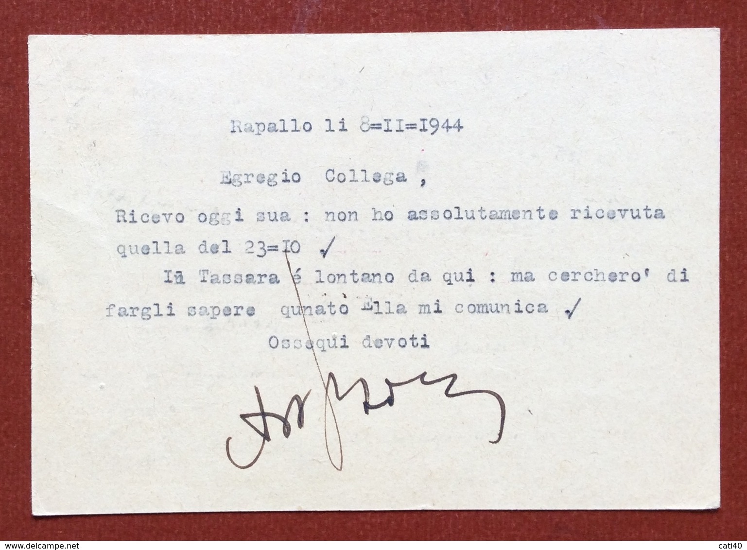 INTERO POSTALE  REPUBBLICA SOCIALE MAZZINI 30 C. + 20 C. DA RAPALLO  (avv.Luigi Boccoleri) A GENOVA IN DATA 8/11/44 - Entiers Postaux