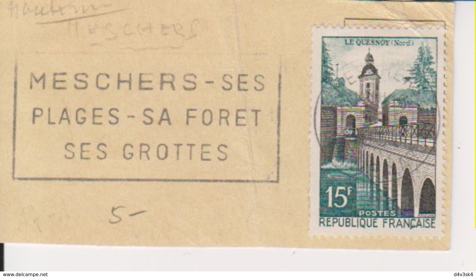 1956 France 17 Charente-Maritime Meschers Flamme (Fragment) 'Ses Plages, Sa Foret, Ses Grottes' - Mechanical Postmarks (Advertisement)