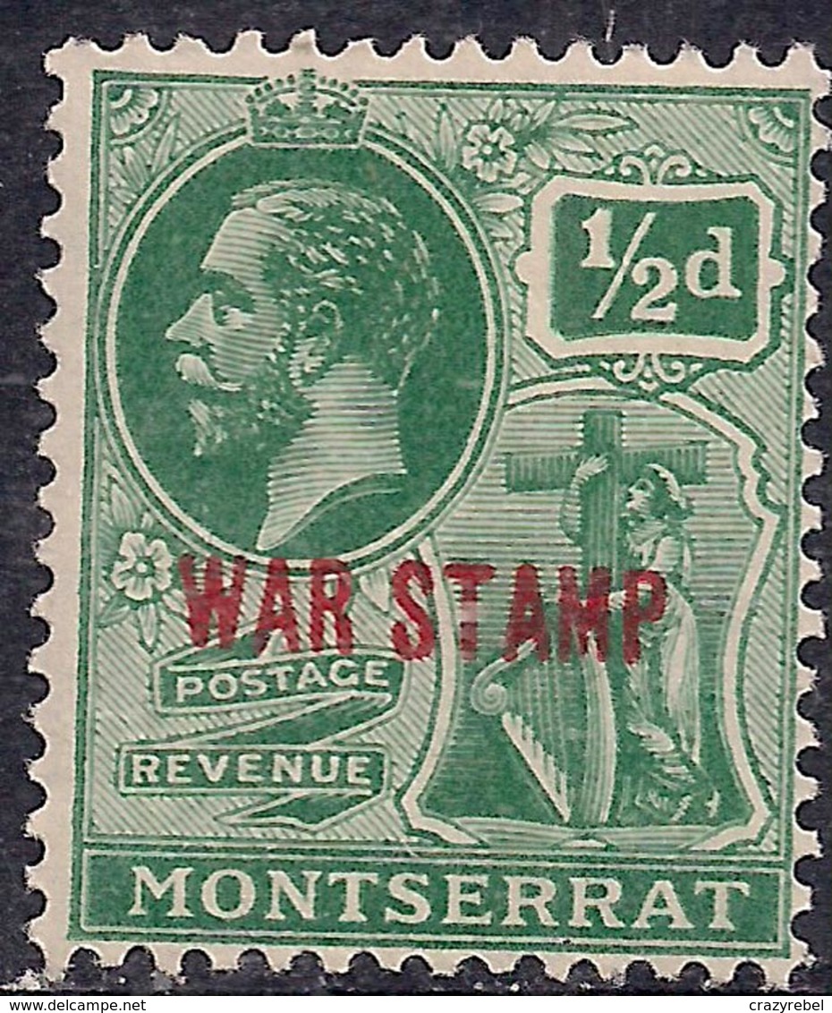 Montserrat 1917 - 18 KGV  1/2d Green Ovpt War Stamp Umm SG 60 ( J1158 ) - Montserrat