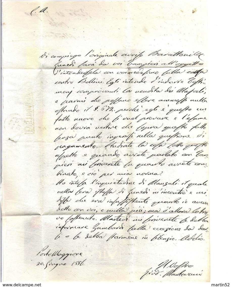 Stato Pontificio 1856: Lettera Da PORTOMAGGIORE 21 GIU 56 Per Ferrara Con BAJ.I  Michel-No 2 Tipo I A - Etats Pontificaux