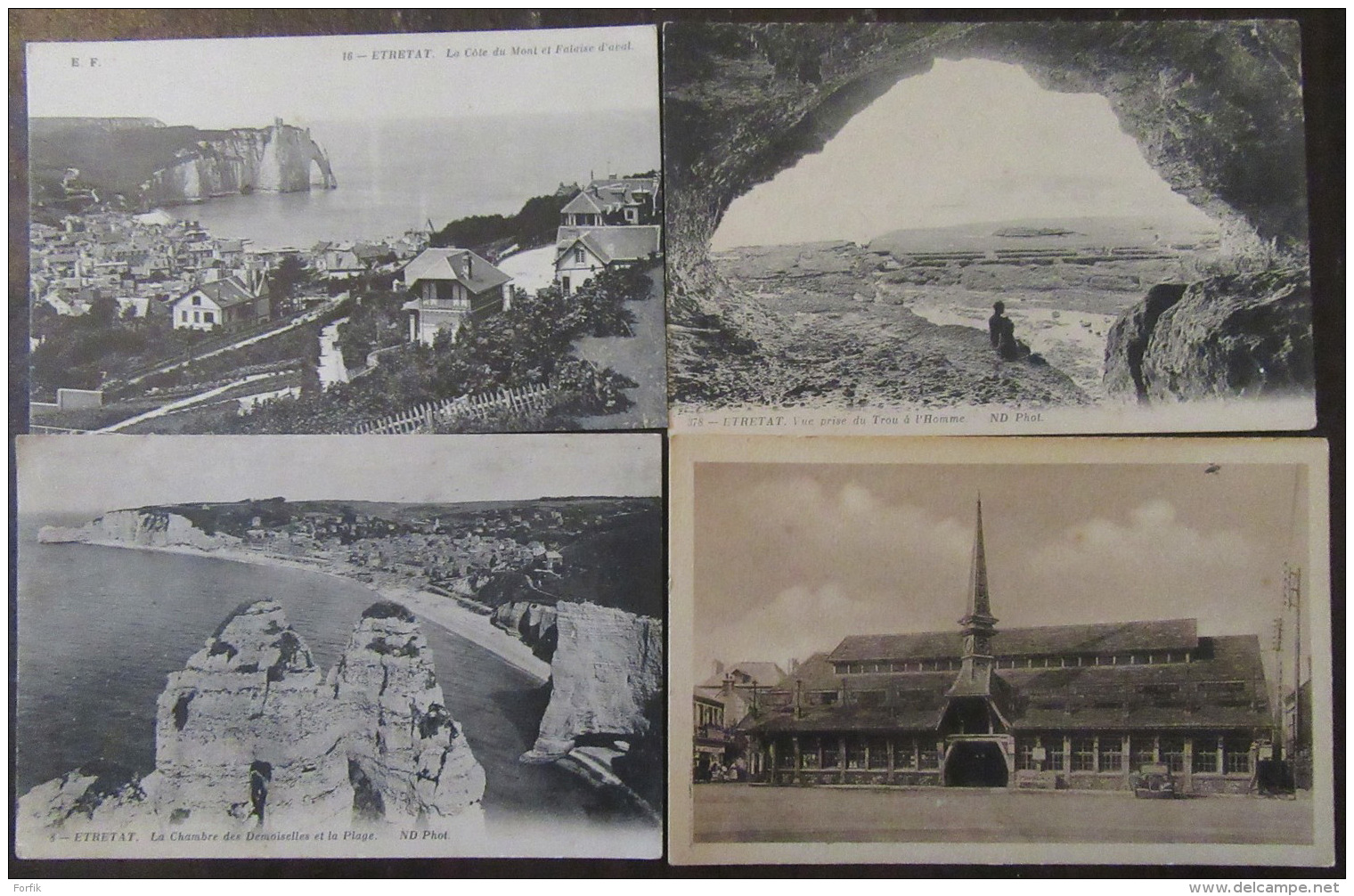 Etretat (Seine-Maritime) - Lot De 22 Cartes Postales Anciennes Dont Couleur Et Animées + Correspondances Militaires - Etretat