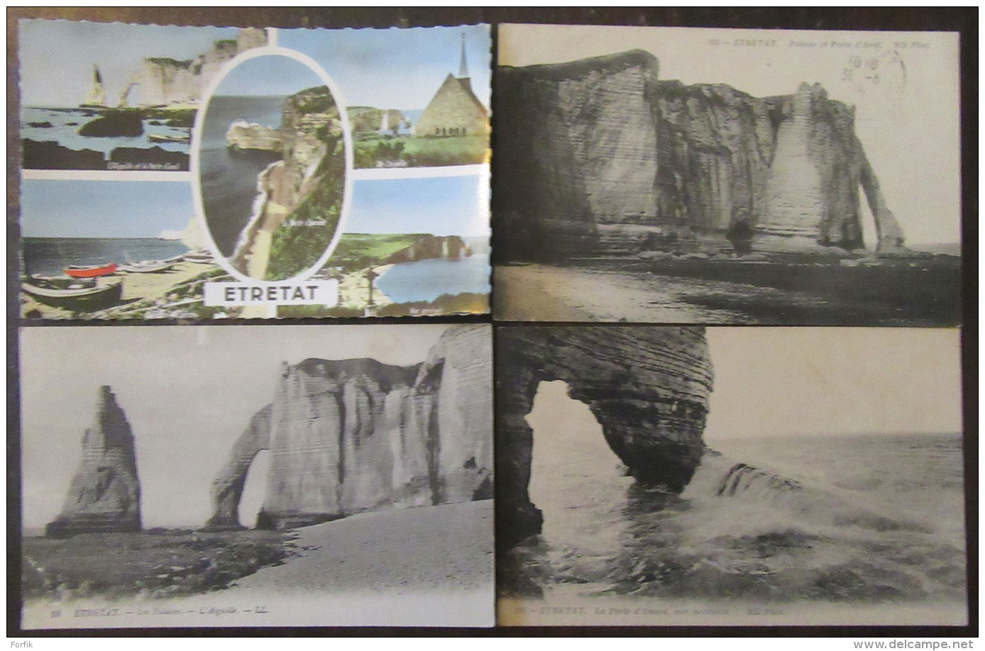 Etretat (Seine-Maritime) - Lot de 22 cartes postales anciennes dont couleur et animées + correspondances militaires