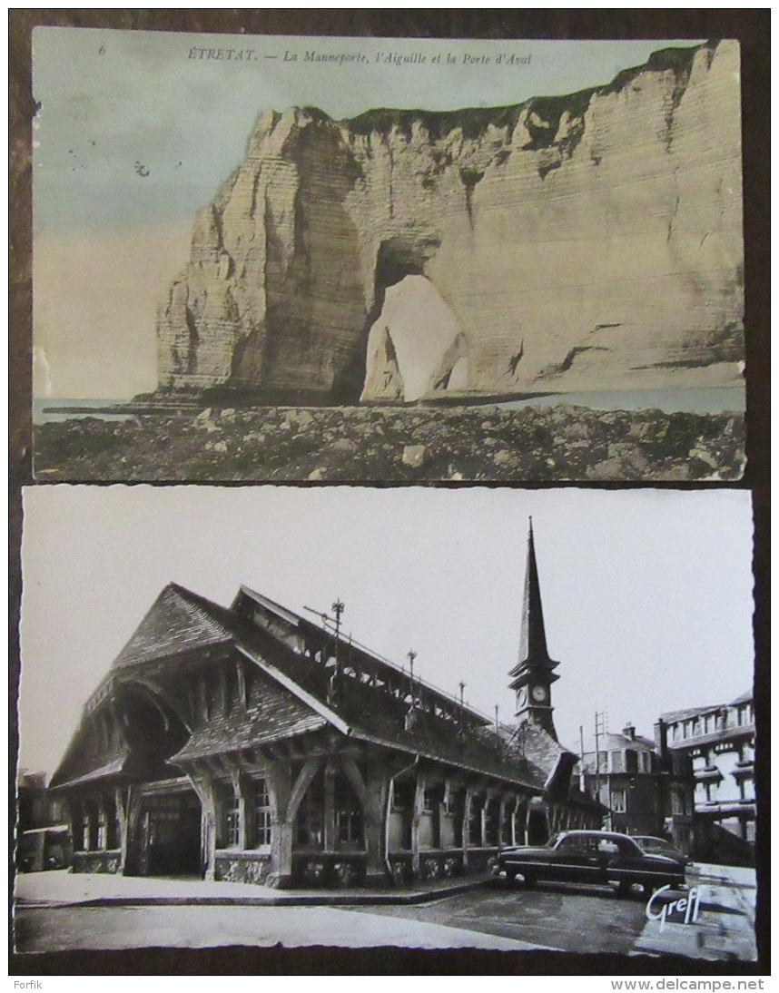 Etretat (Seine-Maritime) - Lot de 22 cartes postales anciennes dont couleur et animées + correspondances militaires