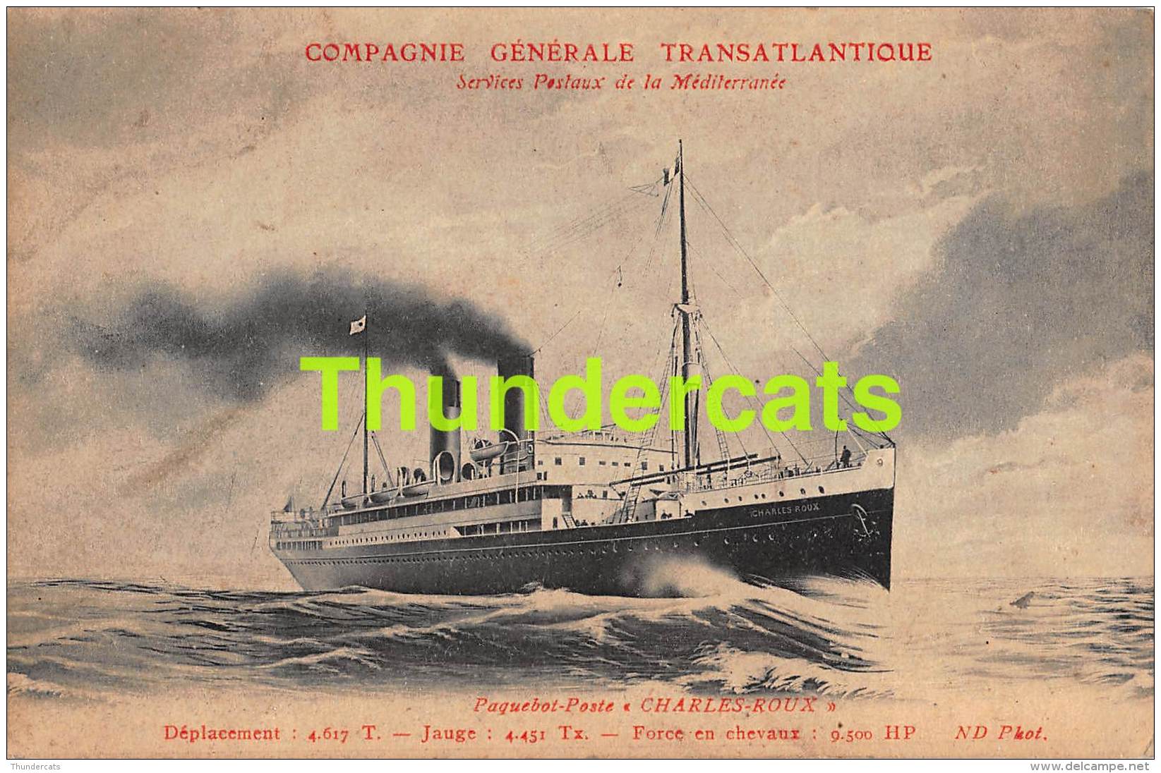 CPA PAQUEBOT STEAMSHIP BOAT BATEAU  CHARLES ROUX POSTE SERVICE POSTAUX - Paquebote