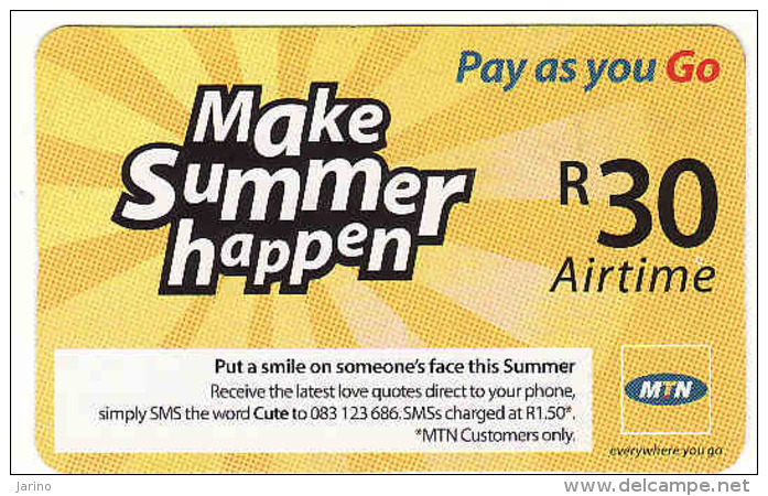 Afrique Du Sud,SOUTH AFRICA, R 30 Airtime Voucher, MTN - Afrique Du Sud