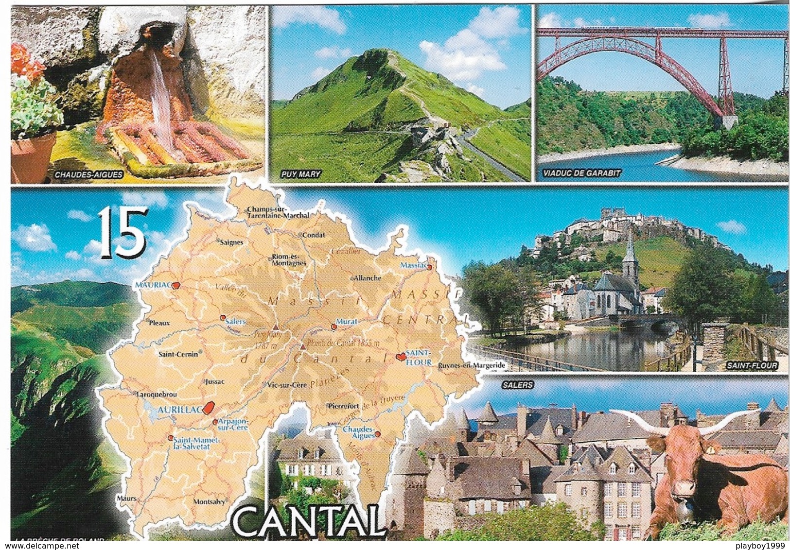 Cartes Géographiques Du Cantal - 6 Vues - Éditeur / VALOIRE ESTEL/ 3173 L- Cpm - Pas écrite - - Mapas