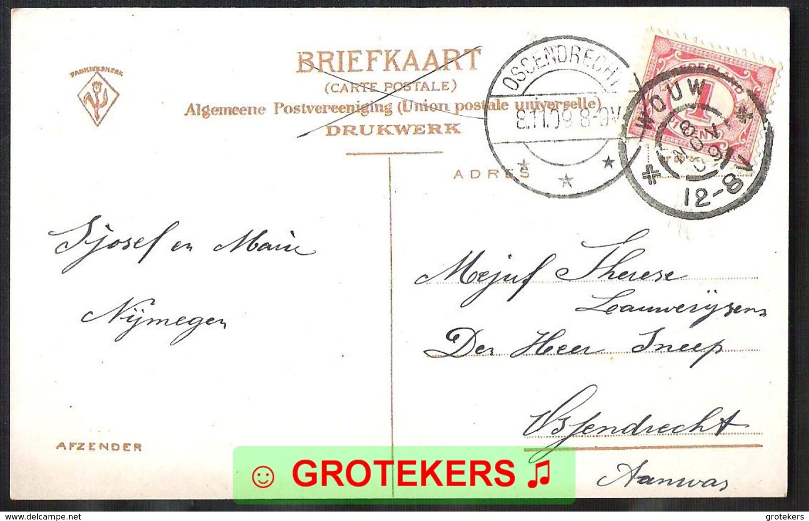 NIJMEGEN Kazerne Groenewoudscheweg 1909 Met Grootrondstempel WOUW - Nijmegen