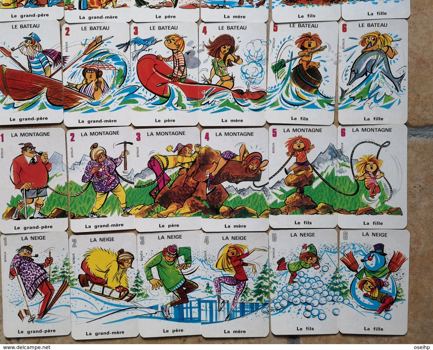 Jeu de Cartes 7 Familles VACANCES Cadeau BONUX Pêche Bateau Montagne Camping Campagne Neige Ski