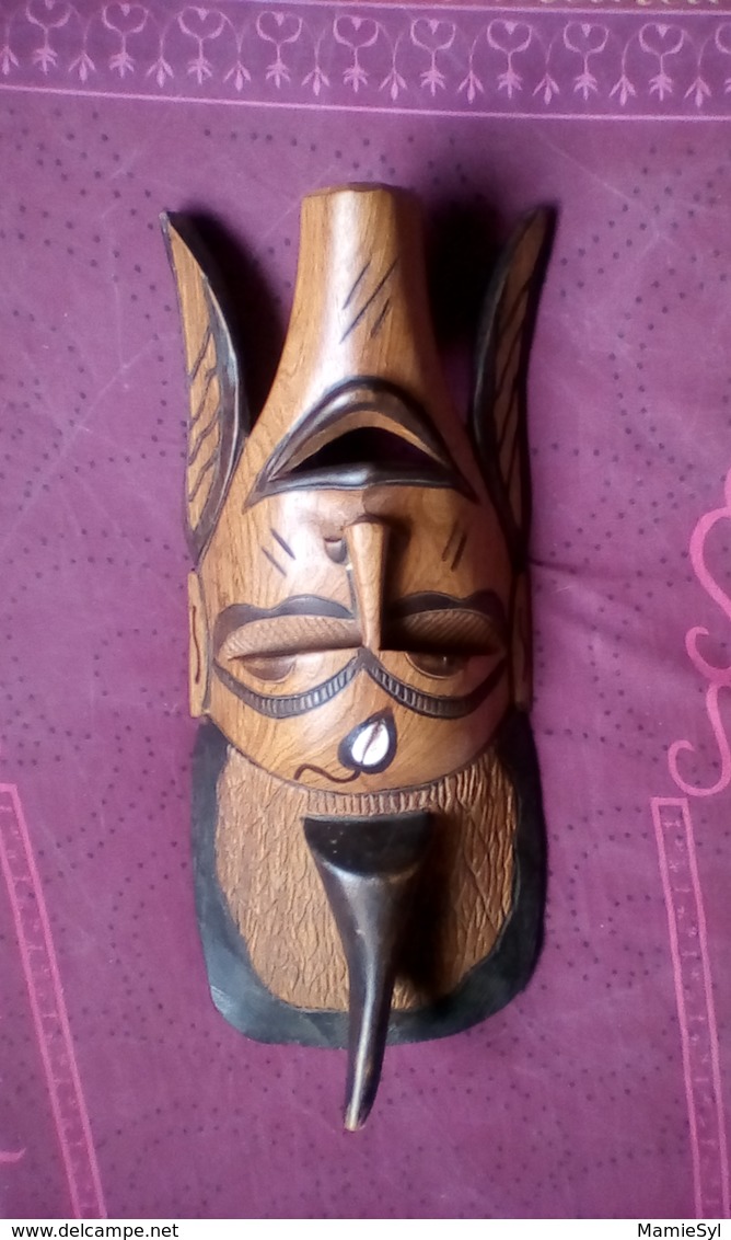 Masque En Bois Sculpté Africain 41 Cm - Art Africain