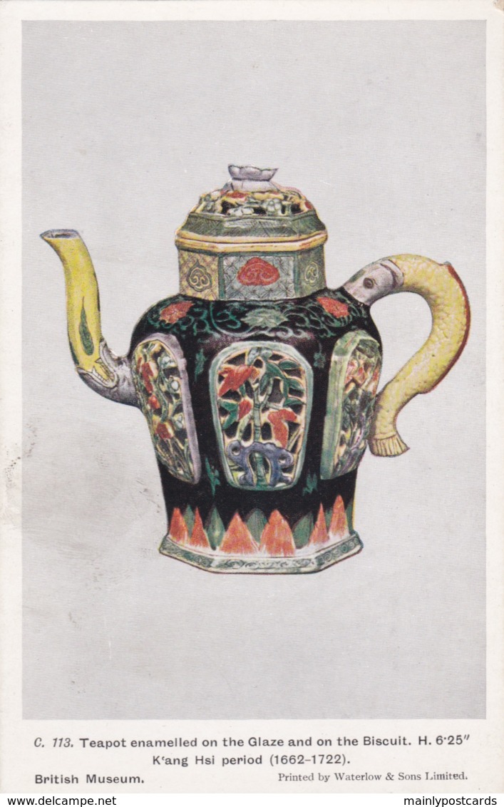 AN61 Enamelled Teapot, K'ang Hsi Period - British Museum Postcard - Objets D'art