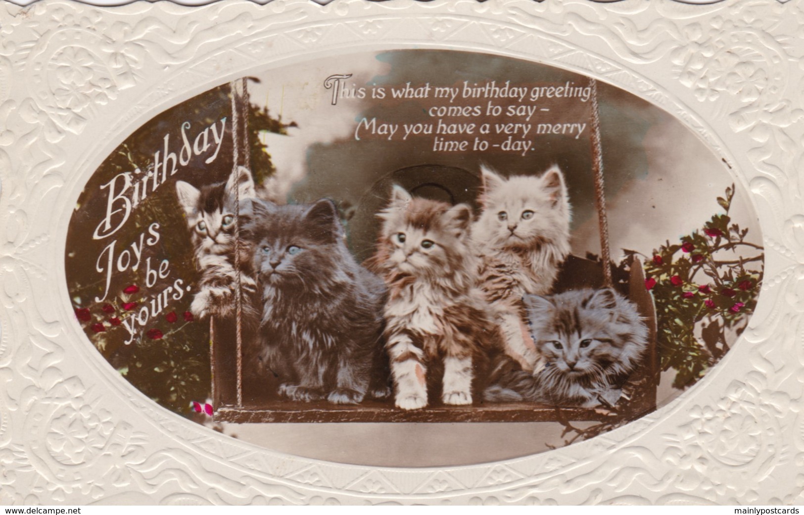 AP94 Birthday Greetings - Cats On A Swing - Birthday