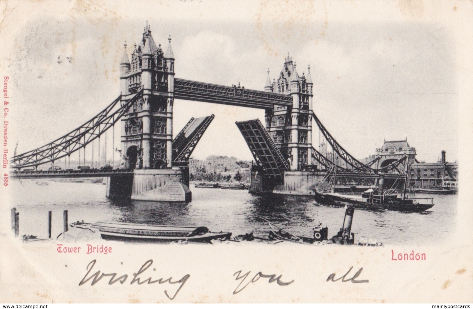 AR93 Tower Bridge, London - Early Undivided Back - River Thames