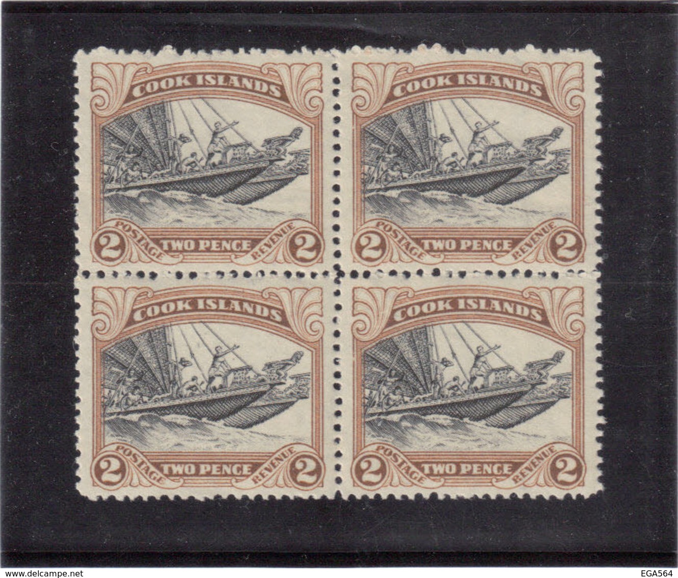 V2 - Cook Island - PO 33** De 1932 - Bloc De 4 - Bateau Maori. - Cook