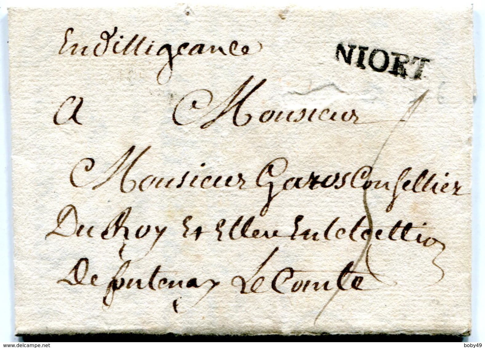 DEUX SEVRES De NIORT LAC Du 14/03/1776 Marque Lenain N°3A Taxée 5 Pour FONTENAY LE COMTE - 1701-1800: Precursors XVIII