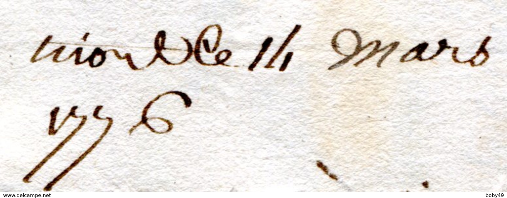 DEUX SEVRES De NIORT LAC Du 14/03/1776 Marque Lenain N°3A Taxée 5 Pour FONTENAY LE COMTE - 1701-1800: Precursors XVIII