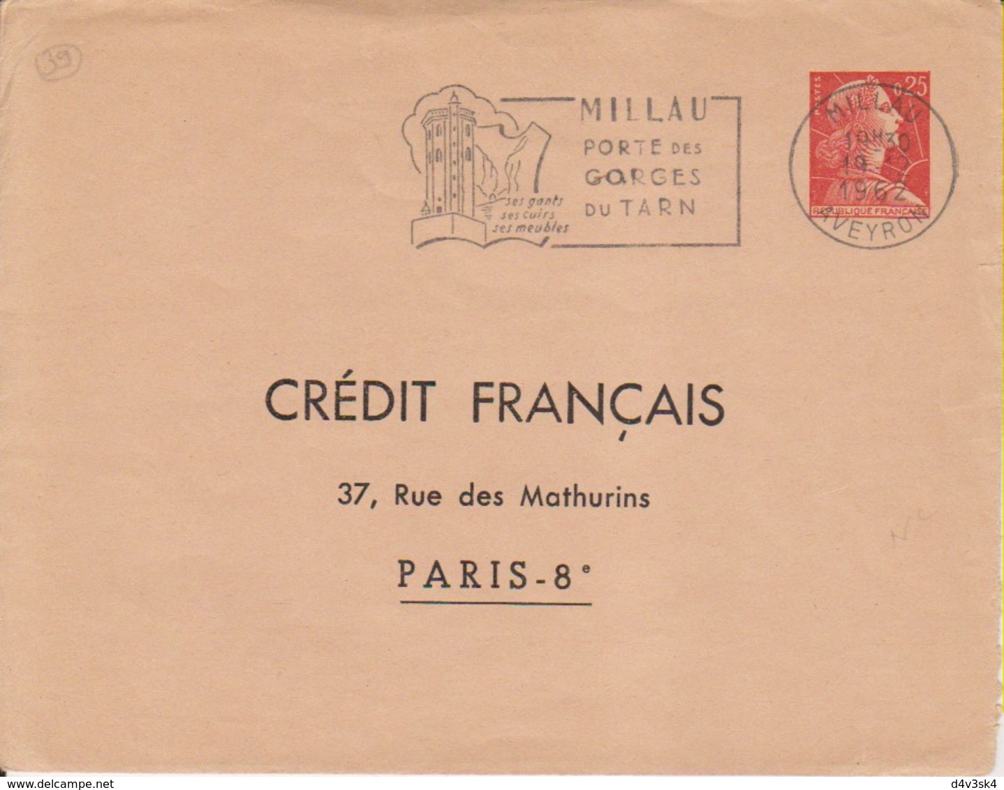 1962 France 12 Aveyron Millau Flamme "Portes Des Gorges Du Tarn" - Mechanical Postmarks (Advertisement)