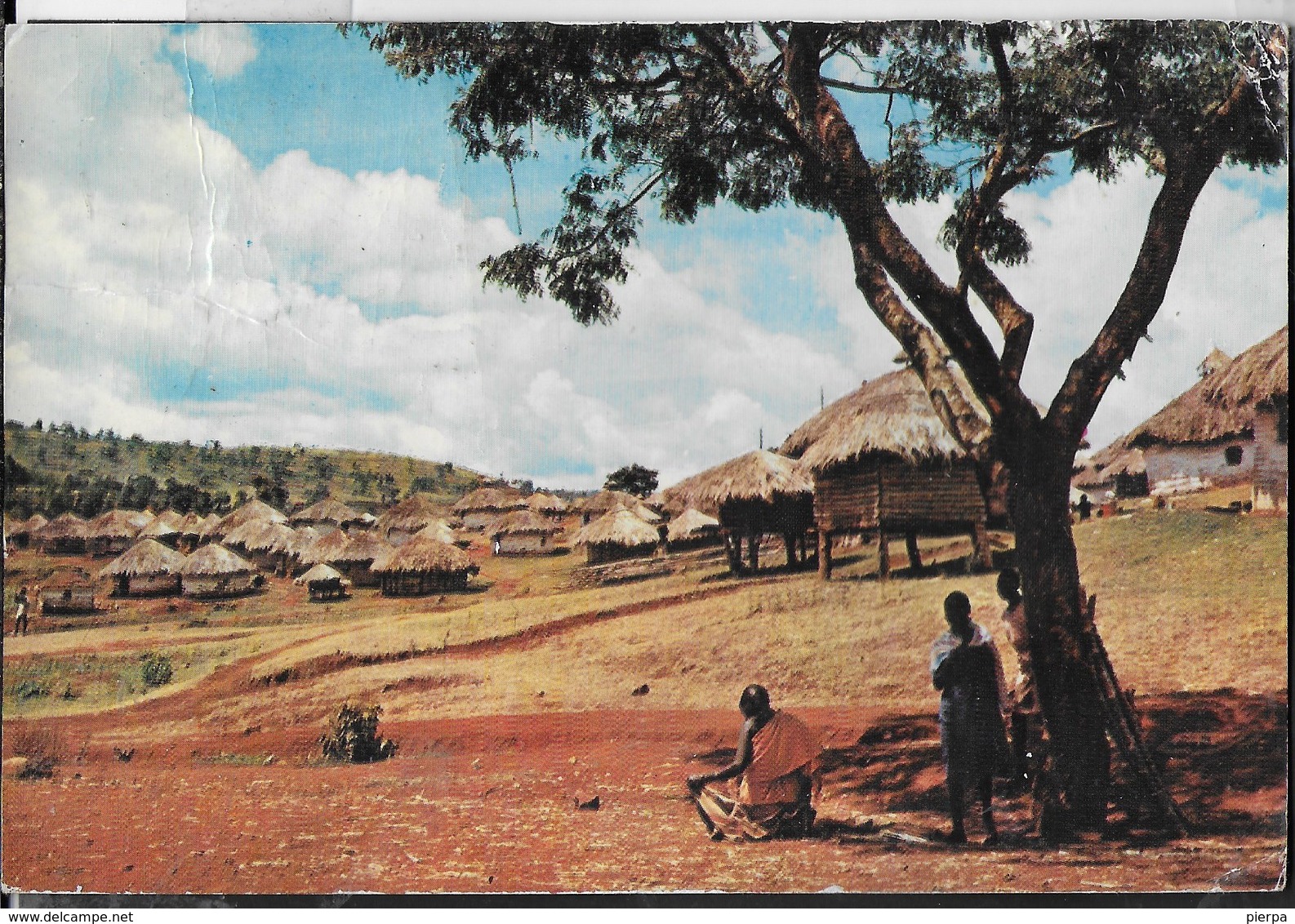 VILLAGGIO AFRICANO - VIAGGIATA 1971 FRANCOBOLLO ASPORTATO - Africa