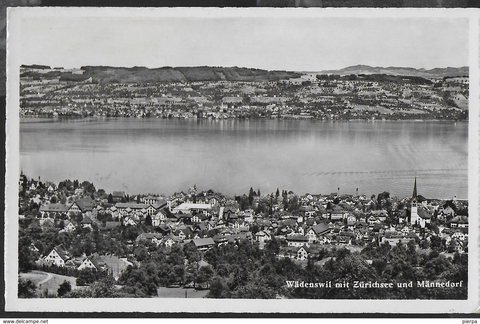 SVIZZERA  - WÄDENSWIL MIT ZÜRICHSEE UND MÄNNEDORF - FORMATO PICCOLO - VIAGGIATA 1950 FRANCOBOLLO ASPORTATO - Männedorf