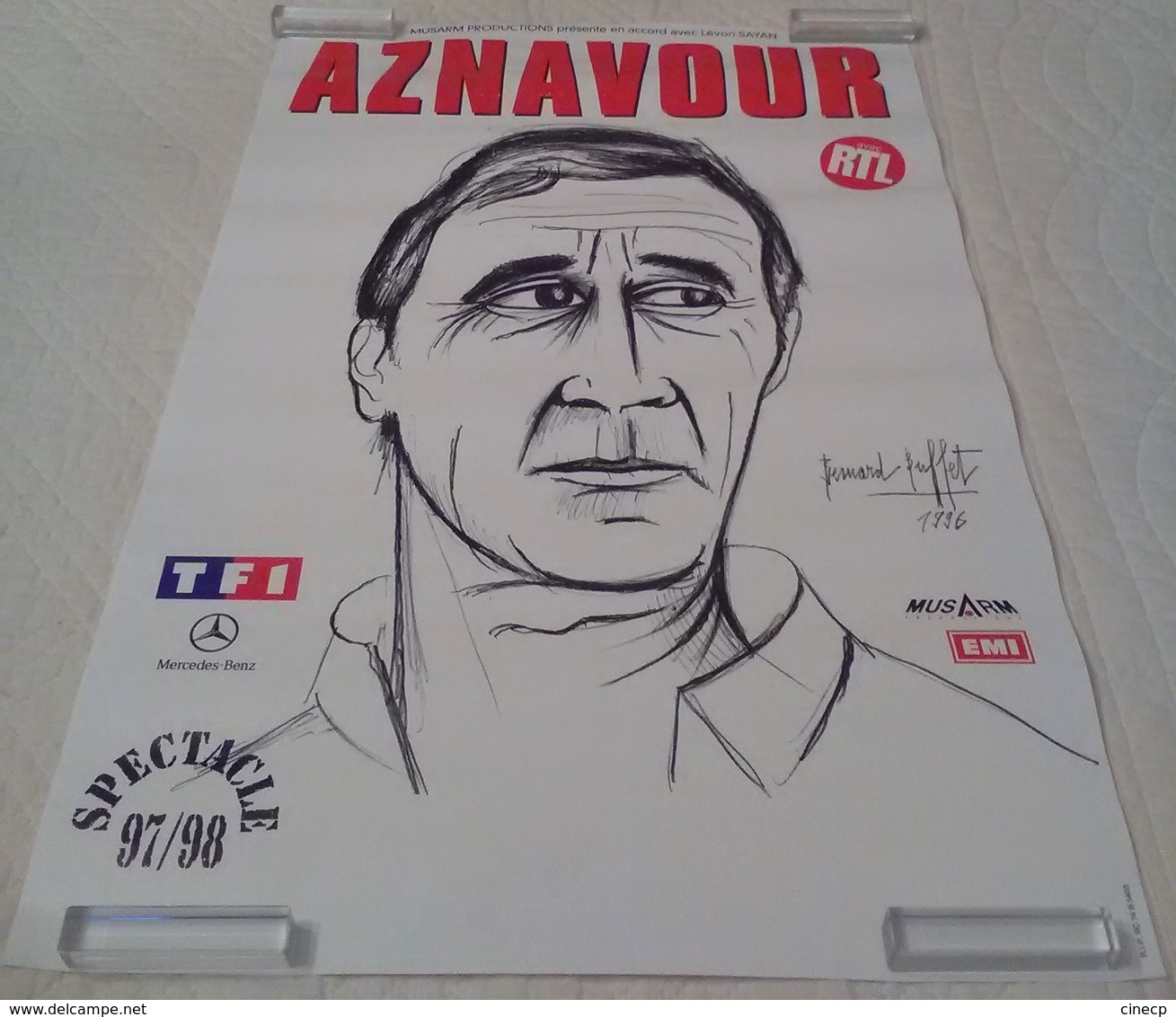 AFFICHE ORIGINALE CHANTEUR CHARLES AZNAVOUR SPECTACLE 97/98 Illustrée Par Bernard Buffet Portrait - Manifesti & Poster