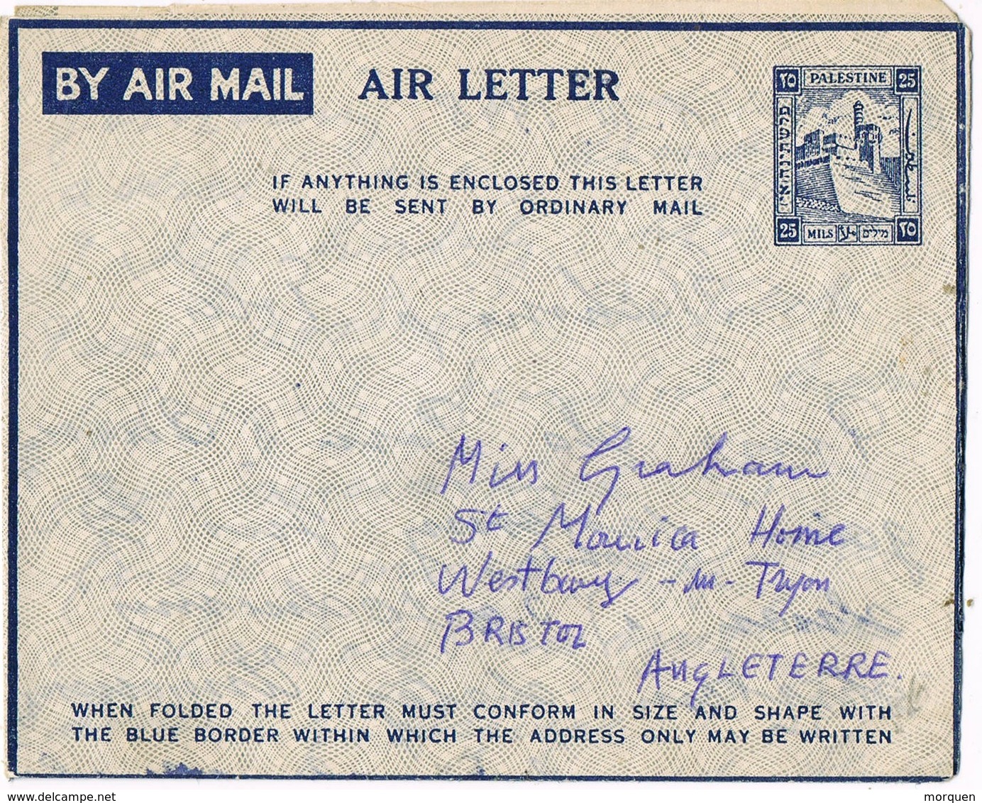 30231. Aerograma PALESTINA 1948.to England - Palestina