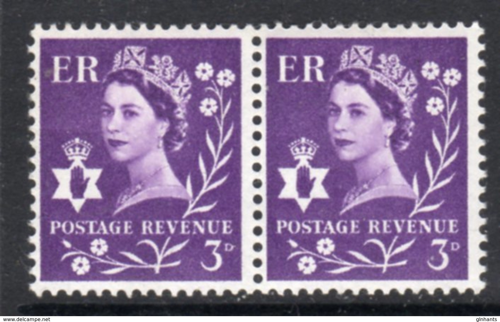 NORTHERN IRELAND GB - 1958 DEFINITIVE 3d STAMP IN HORIZONTAL PAIR SG NI1 X 2 FINE MNH ** - Northern Ireland