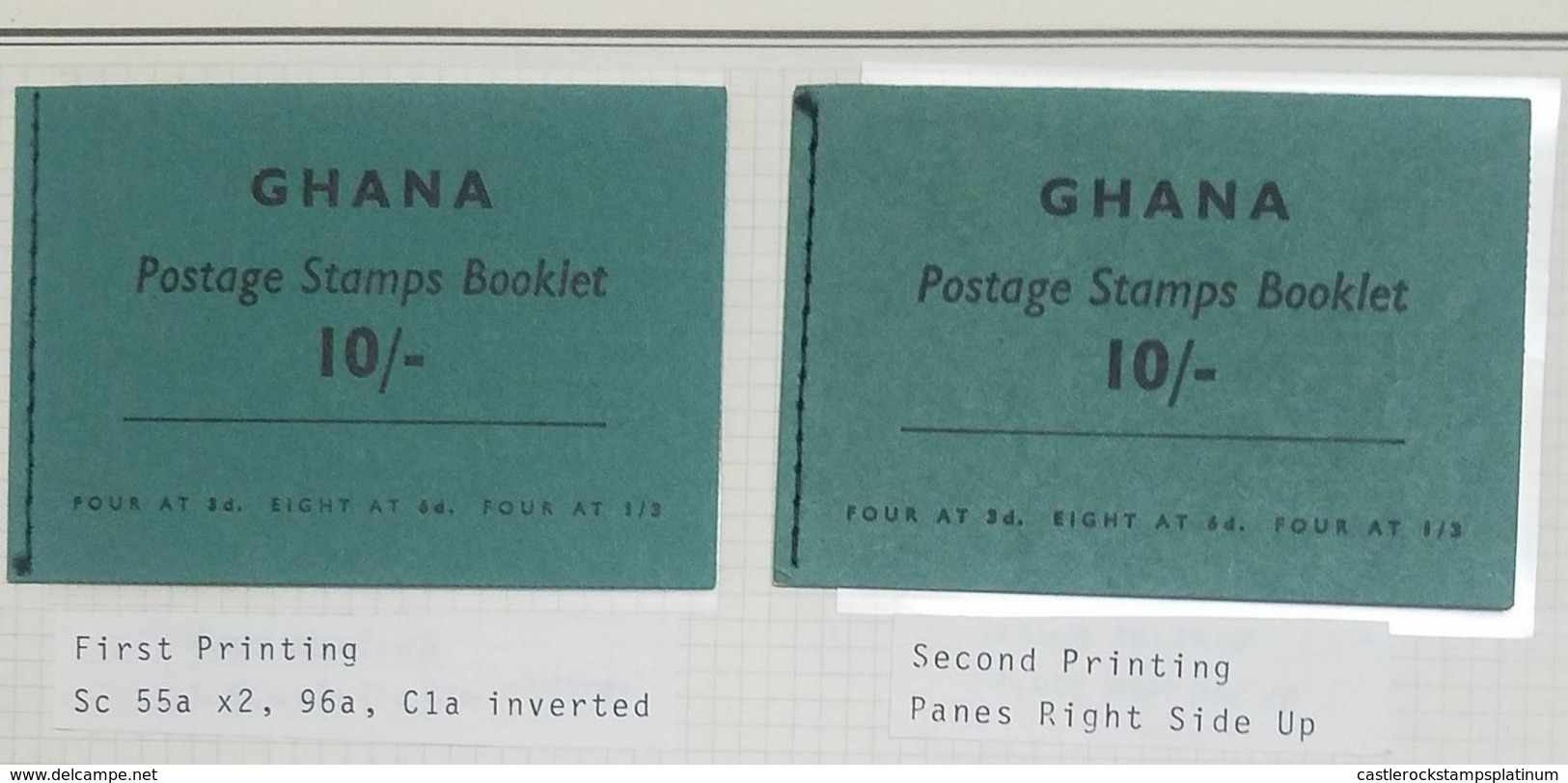 O)1961 GHANA, POSTAGE STAMPS BOOKLET - FIRST PRINTING SC 55a-96a -C1a INVERTED -SECOND PRINTING PANES RIGHT SIDE UP - Ghana (1957-...)