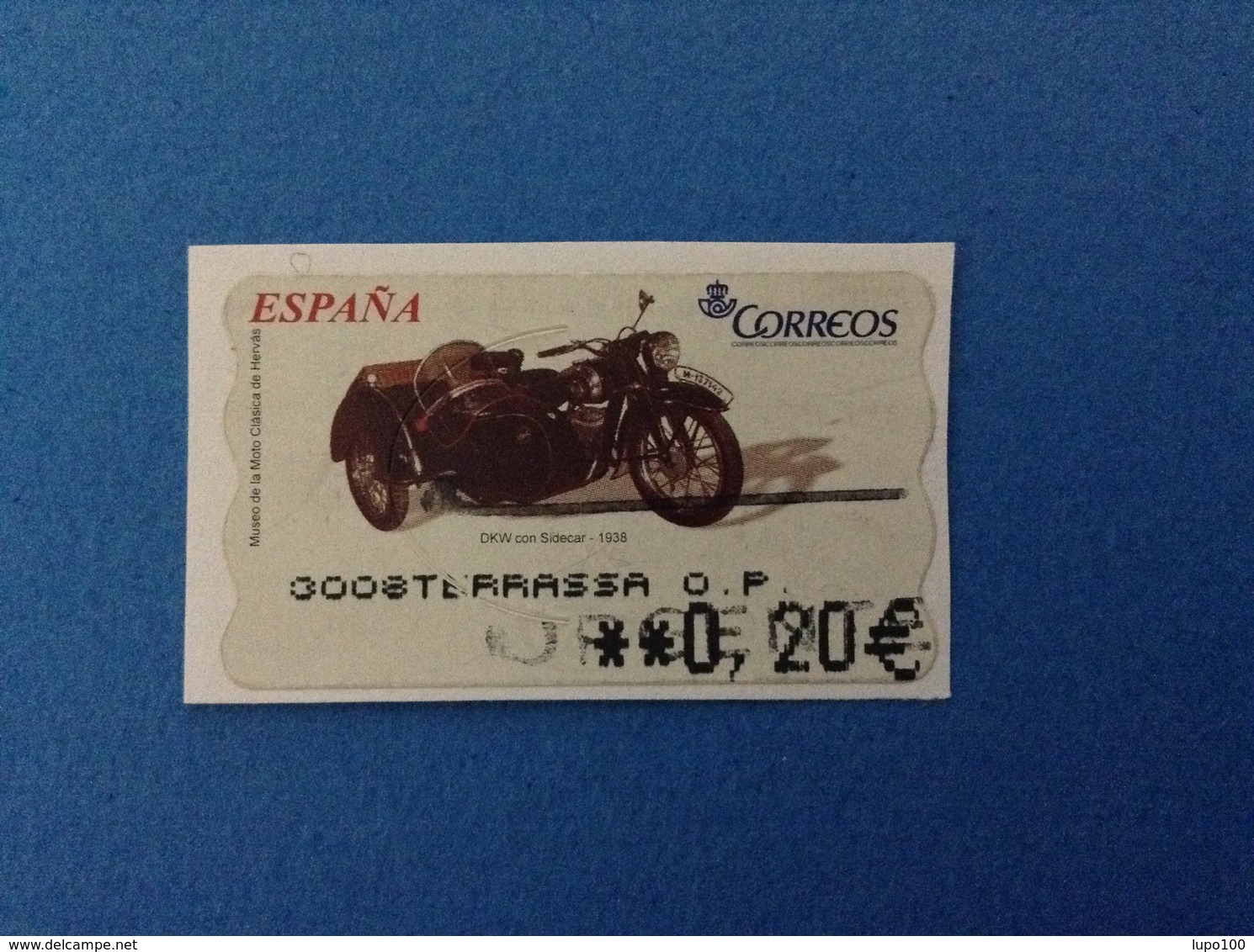 SPAGNA ESPANA FRANCOBOLLO USATO STAMP USED AUTOMATICO FRAMA ATM 0,20 € MUSEO MOTO DKW CON SIDECAR - Servizi