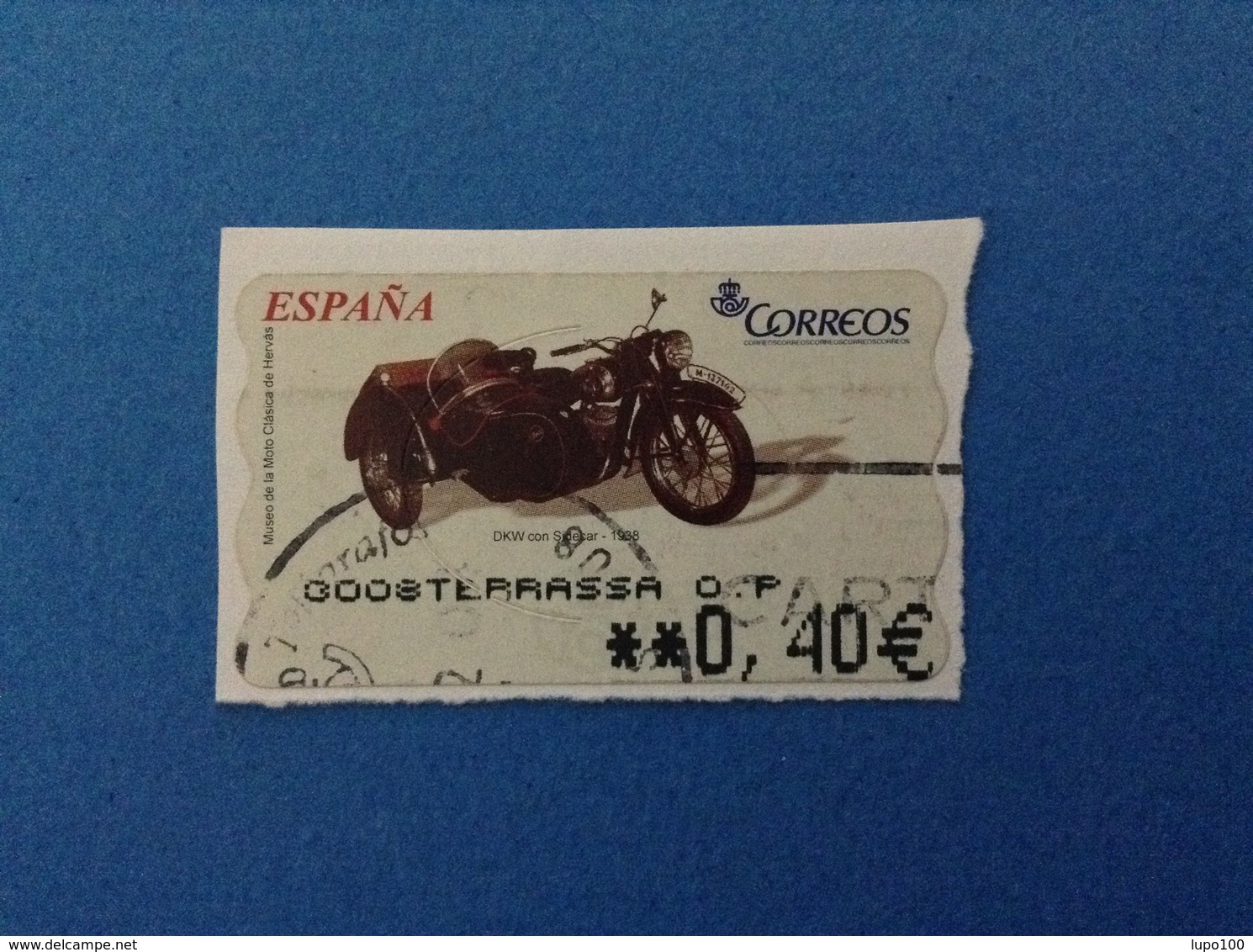 SPAGNA ESPANA FRANCOBOLLO USATO STAMP USED AUTOMATICO FRAMA ATM 0,40 € MUSEO MOTO DKW CON SIDECAR - Servizi