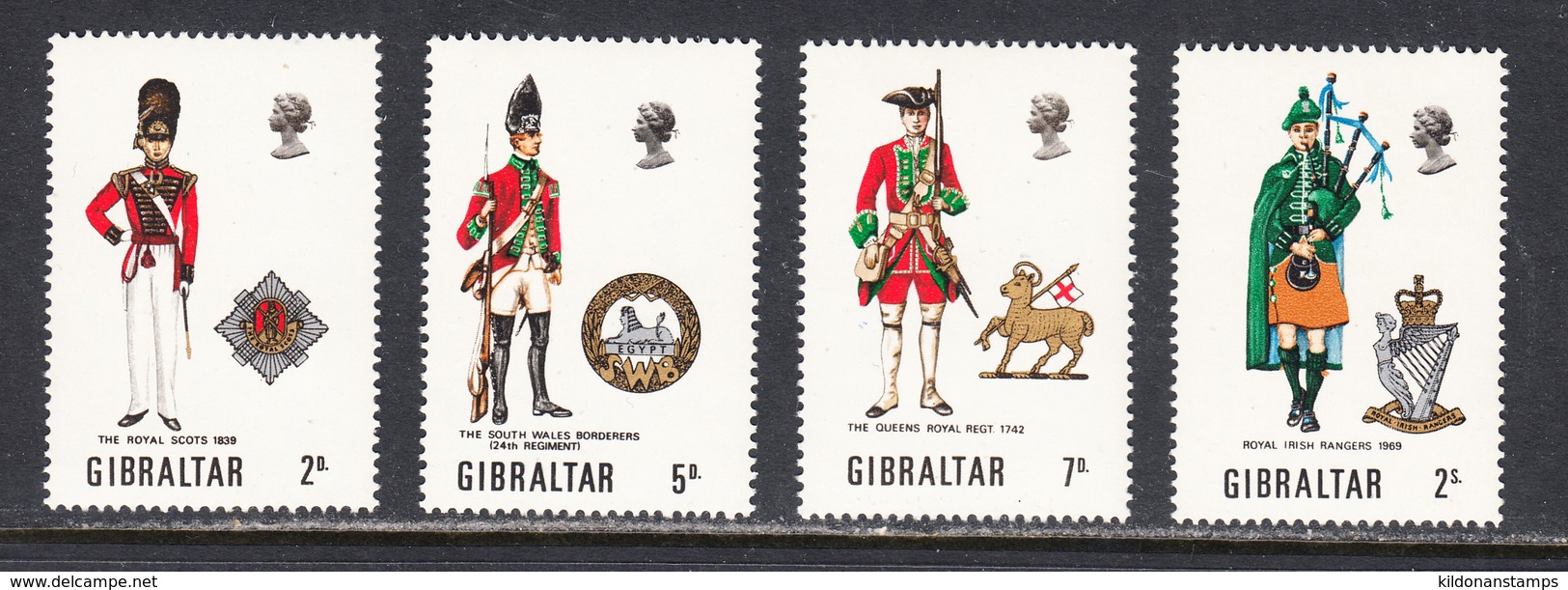 Gibraltar 1970 Uniforms, Mint No Hinge,Sc# 234-237,SG 248-251,Yt 232-235 - Gibilterra