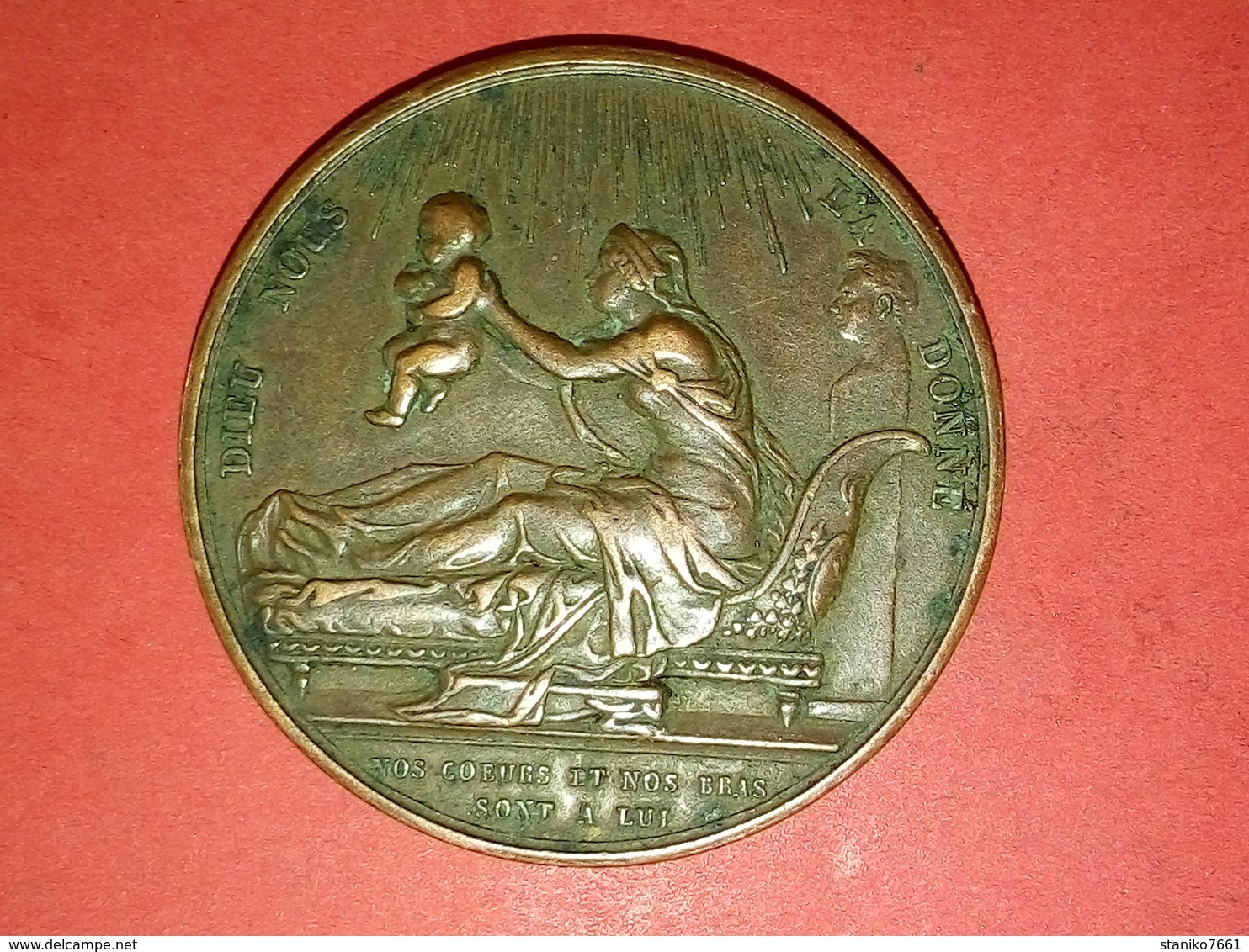 MÉDAILLE BRONZE DIEU NOUS L'A DONNE 29 SEPTEMBRE 1820 Henri D'Artois Henri V Par Gaybard F.  Dia.38 Mm 29.5gr - Monarchia / Nobiltà