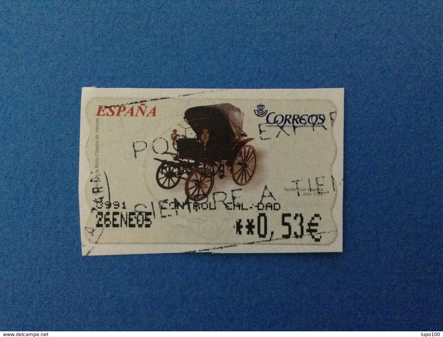 SPAGNA ESPANA FRANCOBOLLO USATO STAMP USED AUTOMATICO FRAMA ATM 0,53 € MUSEO MOTO SPIDER CON CAPOTA - Servizi