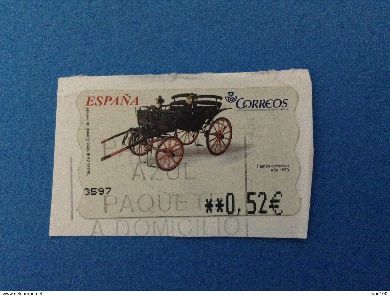 SPAGNA ESPANA FRANCOBOLLO USATO STAMP USED AUTOMATICO FRAMA ATM 0,52 € MUSEO MOTO FAETON EXCLUSIVO 1850 - Servizi