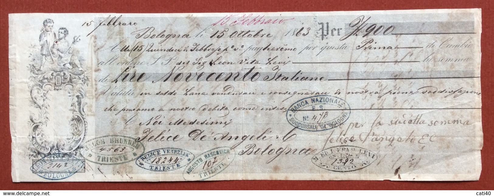 MARCHE PER CAMBIALI 1863/66 CENT. 50 SU CAMBIALE BOLOGNA  1863 - Altri & Non Classificati