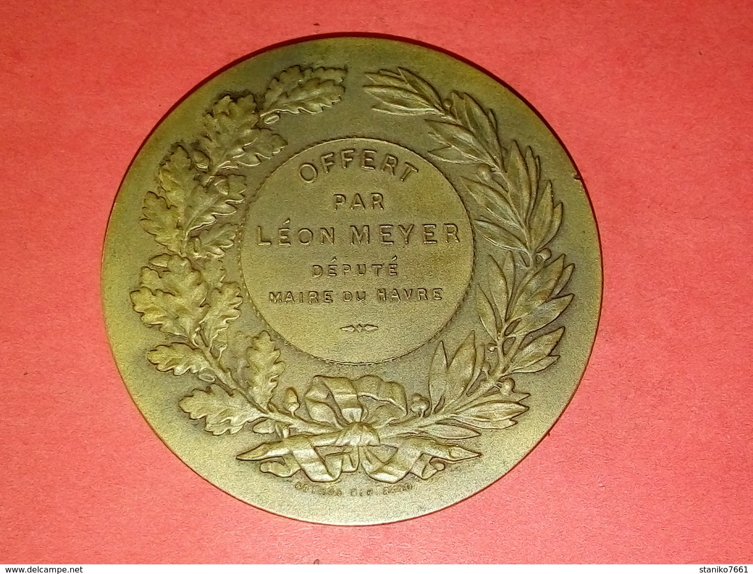 MEDAILLE REPUBLIQUE FRANCAISE PAR ROTY OFFERT PAR L.MEYER MAIRE DU HAVRE EN BRONZE DIAMETRE 50 Mm POIDS 51 Grammes - Otros & Sin Clasificación