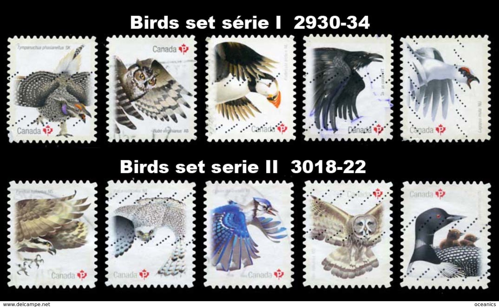 Canada (Scott No.2930-34 + 3018-22 - Oiseaux / Birds) (o) 2 Sets - Oblitérés