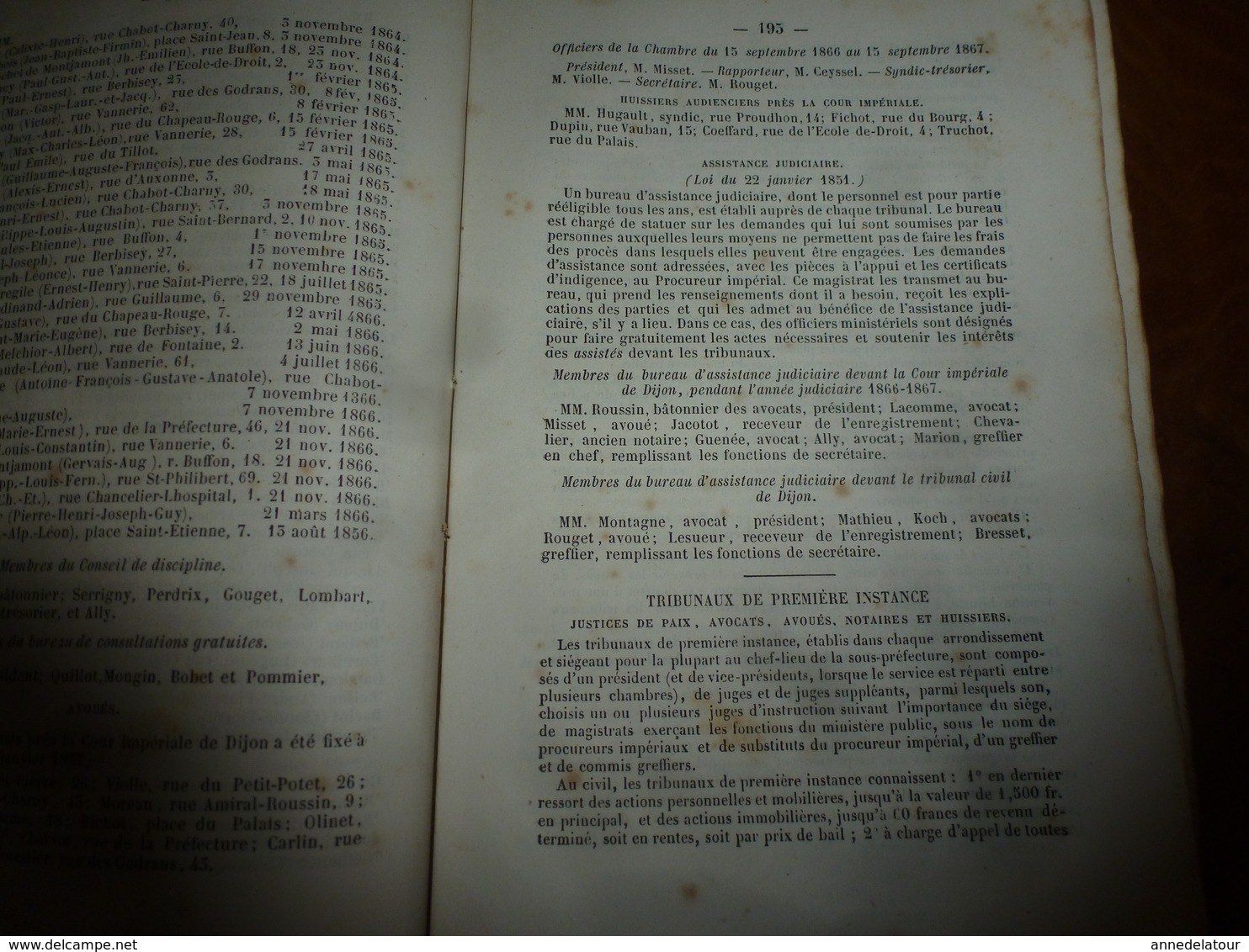 1867 Ce qui advint de l'intimité d'une grande dame avec la maitresse des étuves à Dijon;ANNUAIRE Départ. Côte d'Or;etc