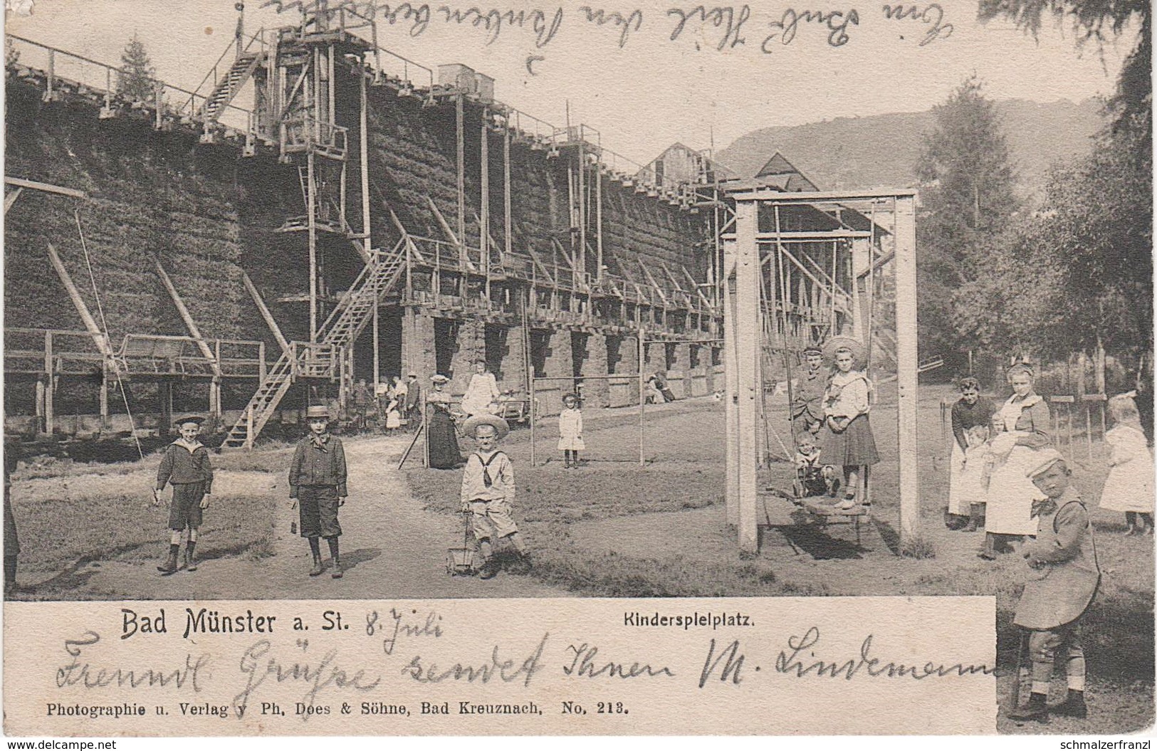 AK Bad Münster Am Stein Ebernburg Kinderspielplatz Spielplatz Gradierwerk Sole Saline Kurpark Kreuznach Bahnpost Metz - Bad Muenster A. Stein - Ebernburg