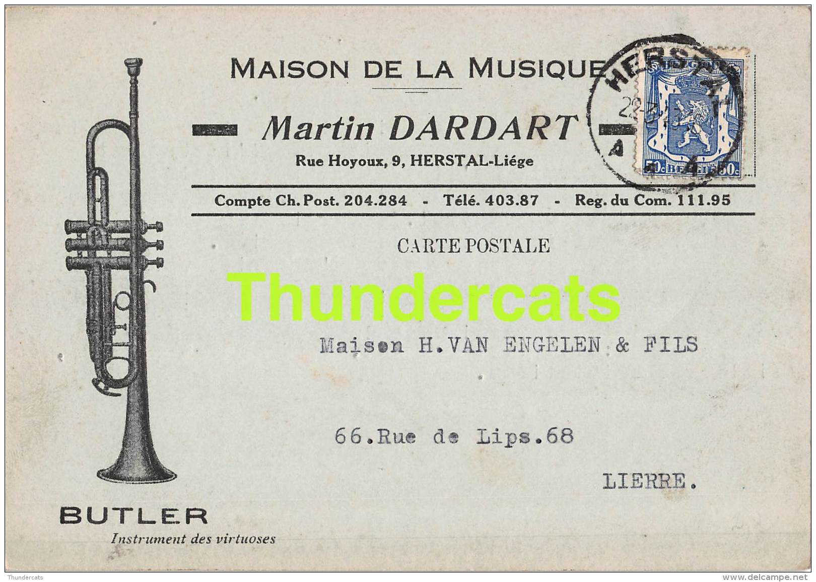 CPA PUB PUBLICITE RECLAME  HERSTAL MAISON DE LA MUSIQUE MARTIN DARDART HERSTAL LIEGE BUTLER INSTRUMENT - Herstal